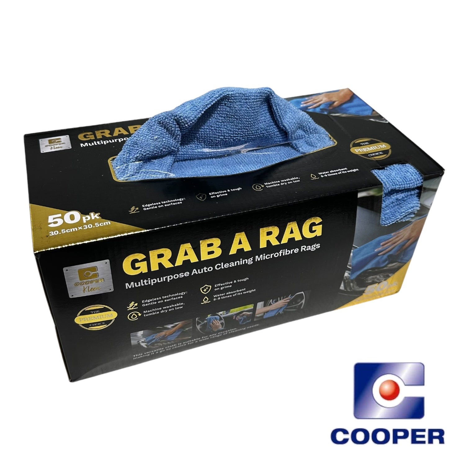 GRAB A RAG Premium Multipurpose Auto Cleaning Microfibres Rags 50 Pack GRAB-A-RAG