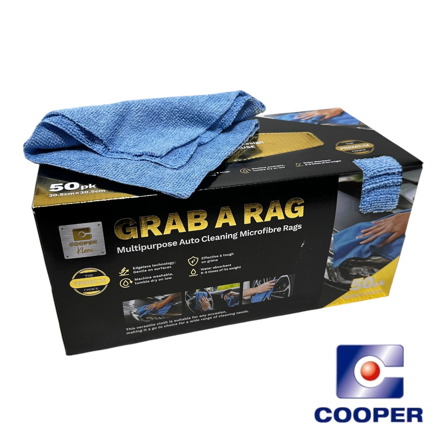 GRAB A RAG Premium Multipurpose Auto Cleaning Microfibres Rags 50 Pack GRAB-A-RAG