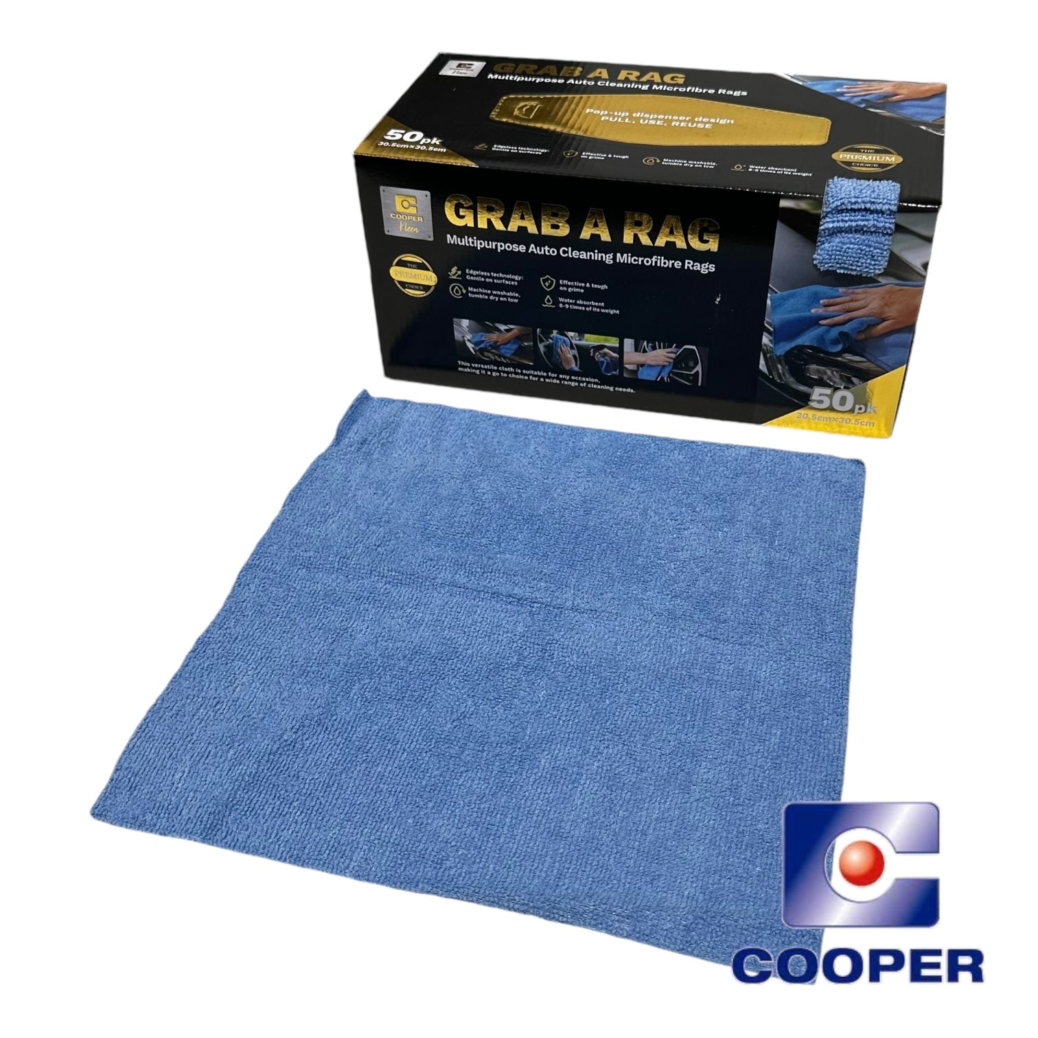 GRAB A RAG Premium Multipurpose Auto Cleaning Microfibres Rags 50 Pack GRAB-A-RAG
