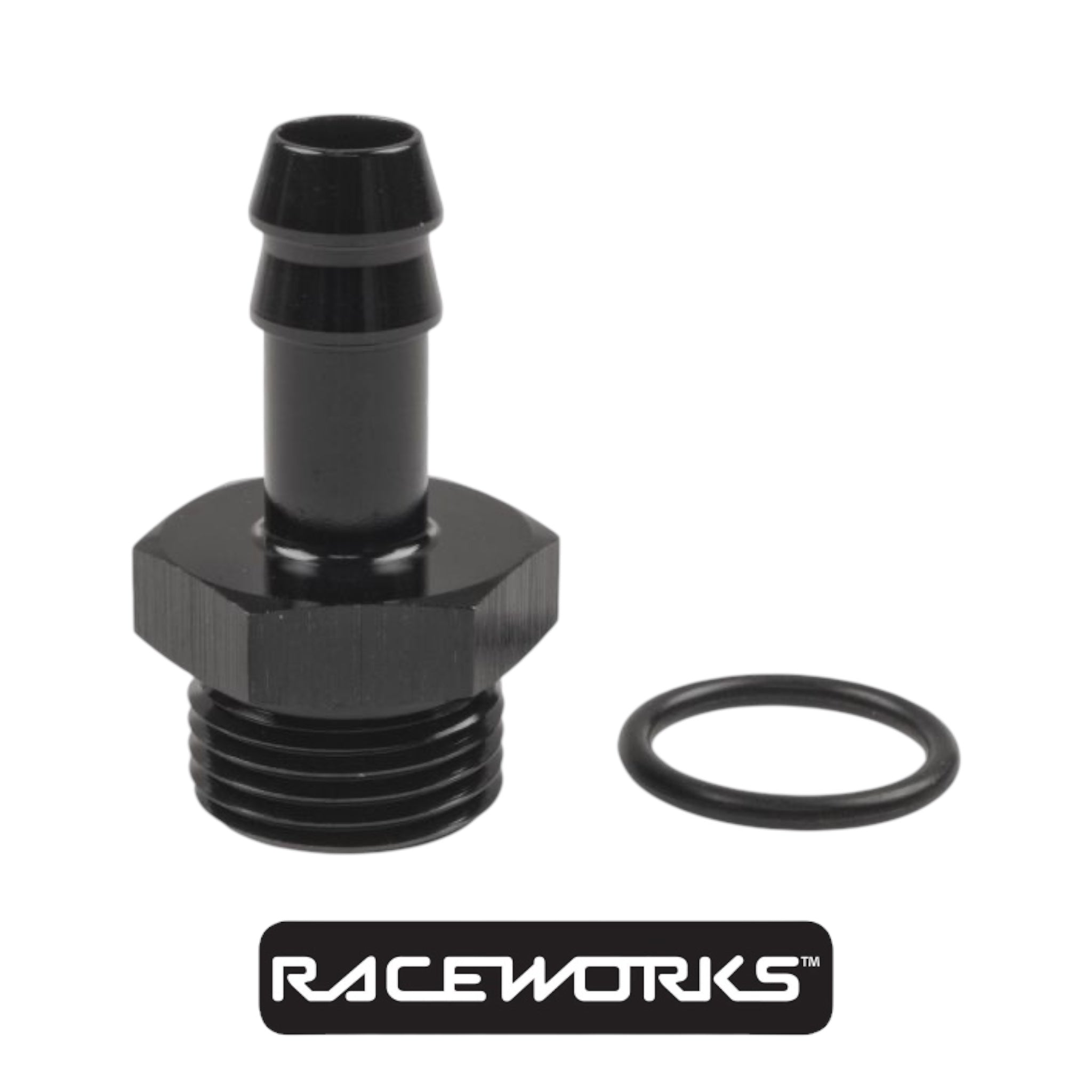 Raceworks O-Ring Port  AN-8 to Barb 3/8” RWF-414-08-06BK
