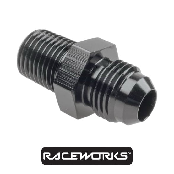 Raceworks AN-6 Male Flare to NPT 1/4” Straight RWF-816-06BK by Fast Industries
