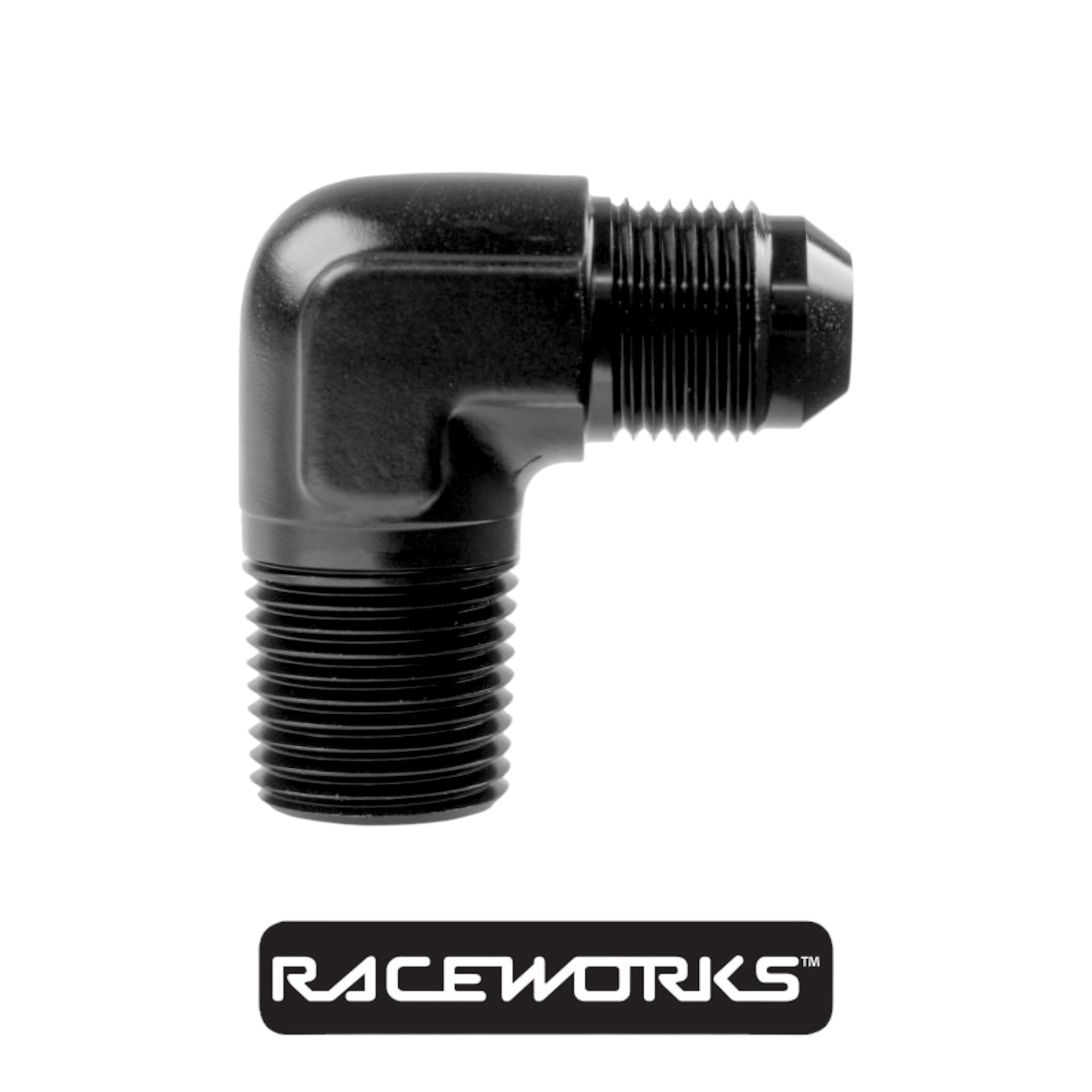 Raceworks AN-6 Male Flare to NPT 3/8” 90 Degree RWF-822-06-06BK by Fast Industries