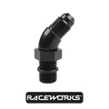 Raceworks AN-8 45 Degree O-Ring Boss To Male Flare Adapter RWF-923-08BK by Fast Industries