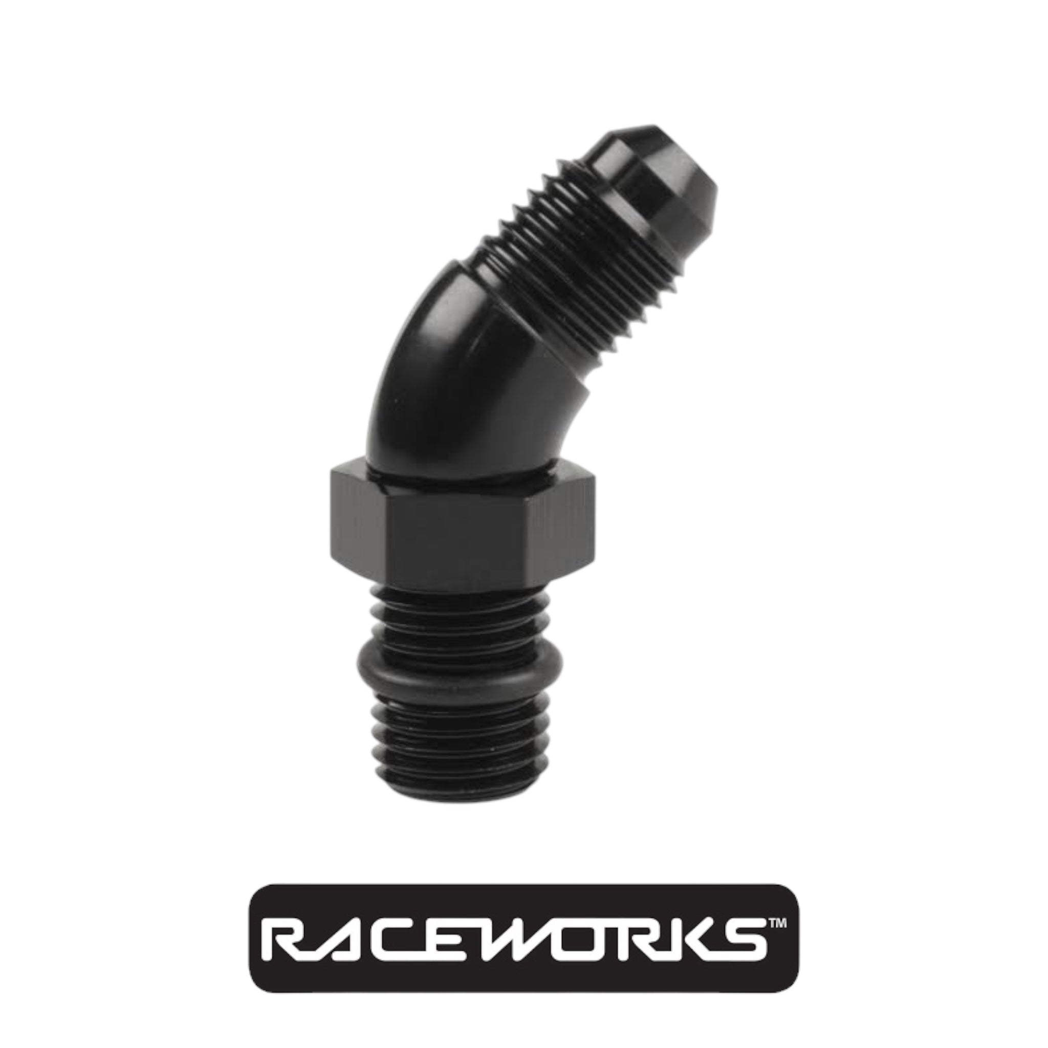 Raceworks AN-8 45 Degree O-Ring Boss To Male Flare Adapter RWF-923-08BK by Fast Industries