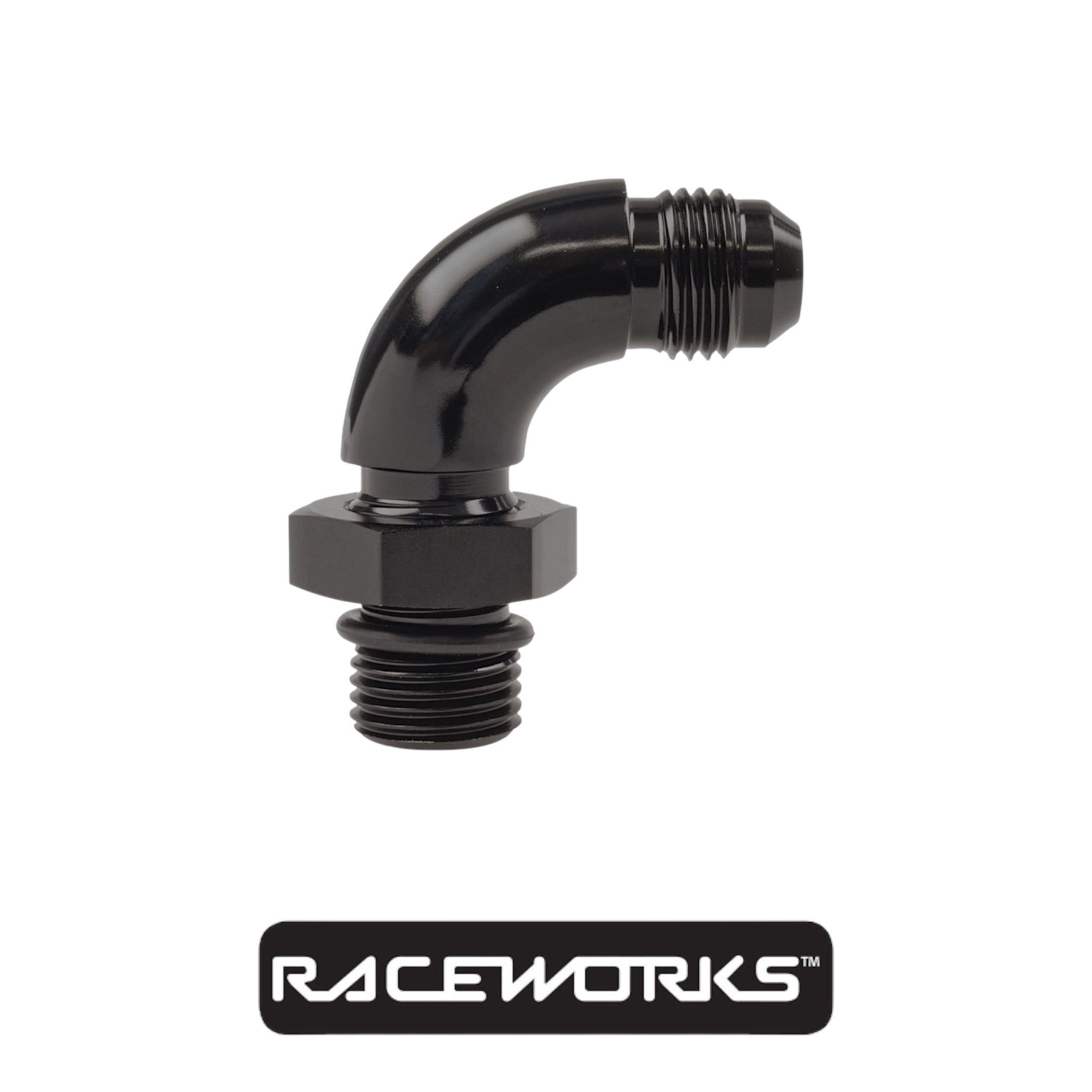 Raceworks AN-8 90 Degree ORB To Male Flare Adaptor RWF-922-08BK by Fast Industries