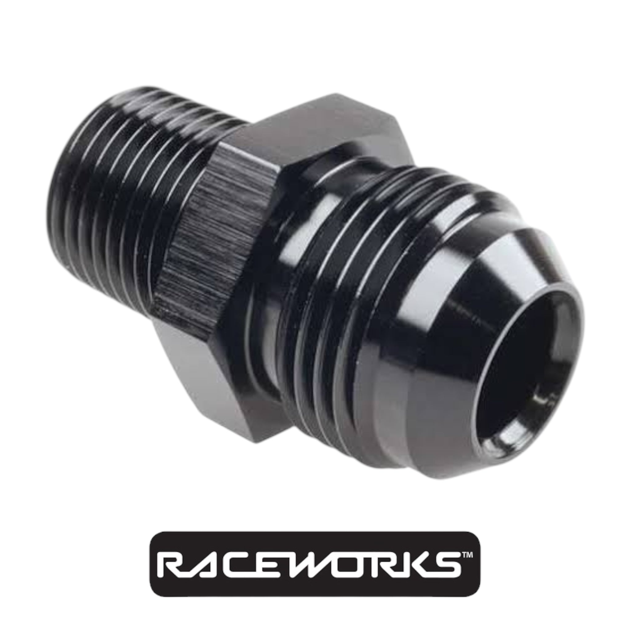 Raceworks AN-8 Male Flare to NPT 1/2” Straight RWF-816-08-08BK by Fast Industries
