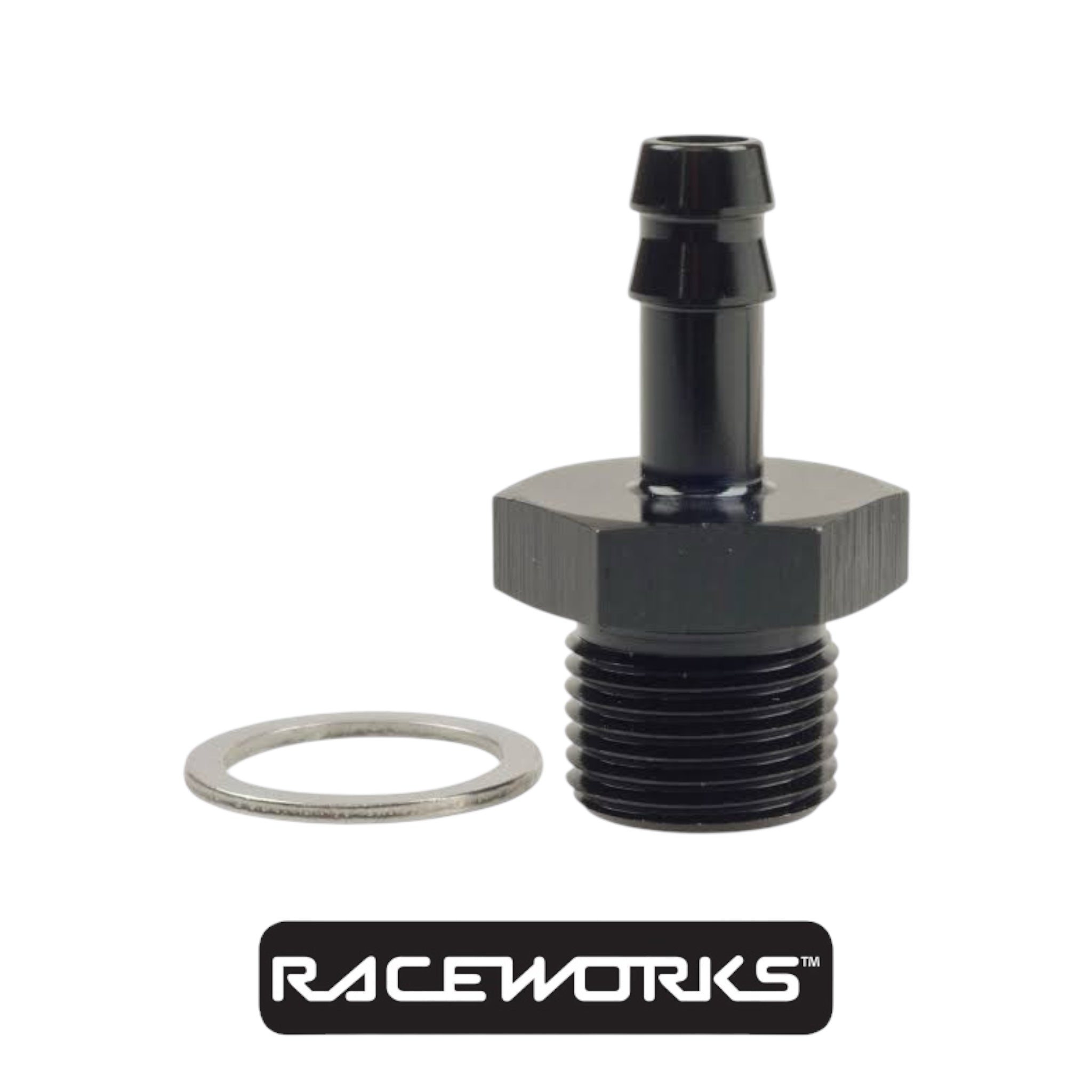 Raceworks Metric Male M18x1.5 to 5/16” Barb RWF-414-M18-05BK by Fast Industries