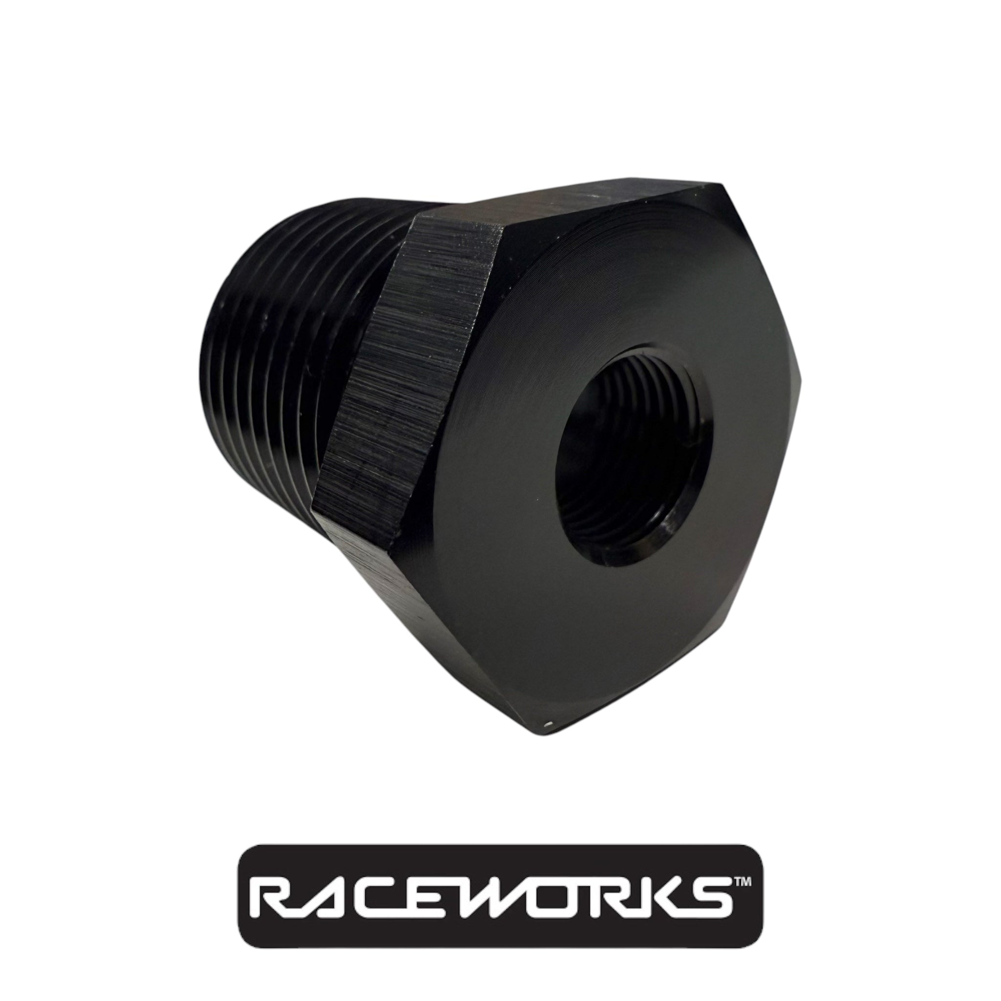 Raceworks NPT Reducer Female 1/8”- Male 1/2” RWF-912-08-02BK by Fast Industries