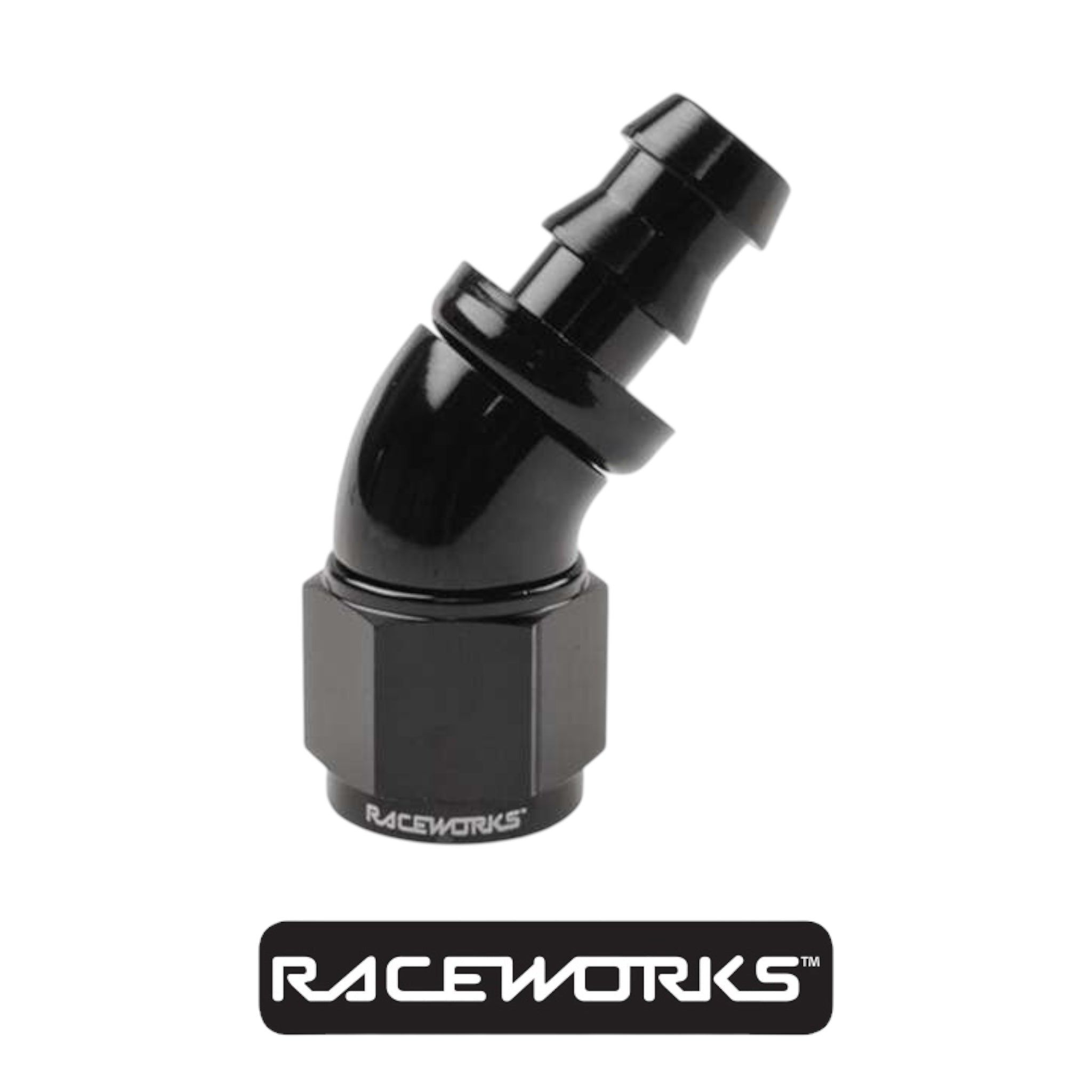 Raceworks Push Lok Hose Fitting AN-6 45 Degree RWF-402-06BK by Fast Industries